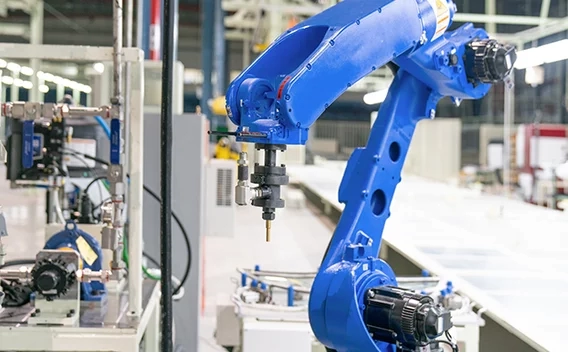 Robotic arm in factory